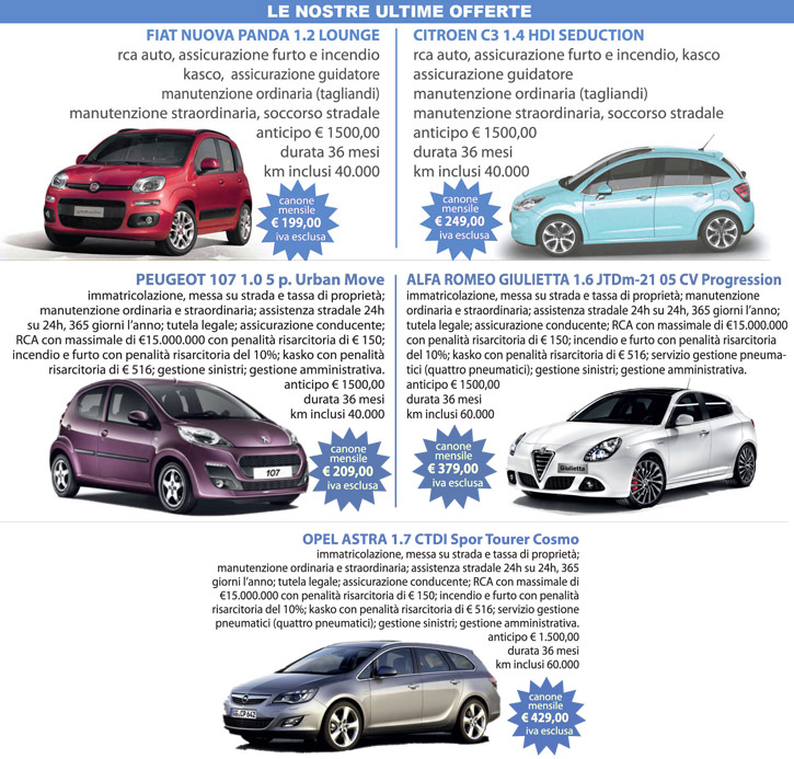 Offerte noleggio a lungo termine Offerte noleggio a lungo termine